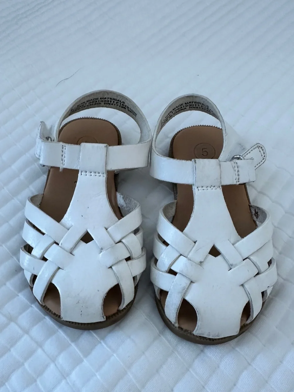 Cat & Jack White Woven T-Strap Kids Sandals